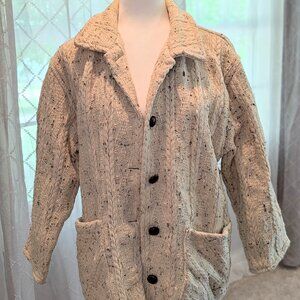 Vintage WEAVE OF THE IRISH ARAN Sweater Jacket HAND CRAFTED M‎